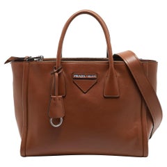Prada Brown Leather Concept Double Zip Tote