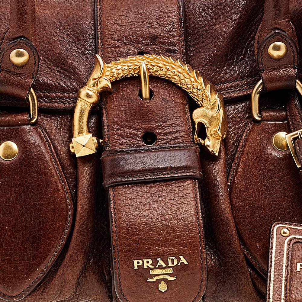 Prada Brown Leather Dragon Satchel 3