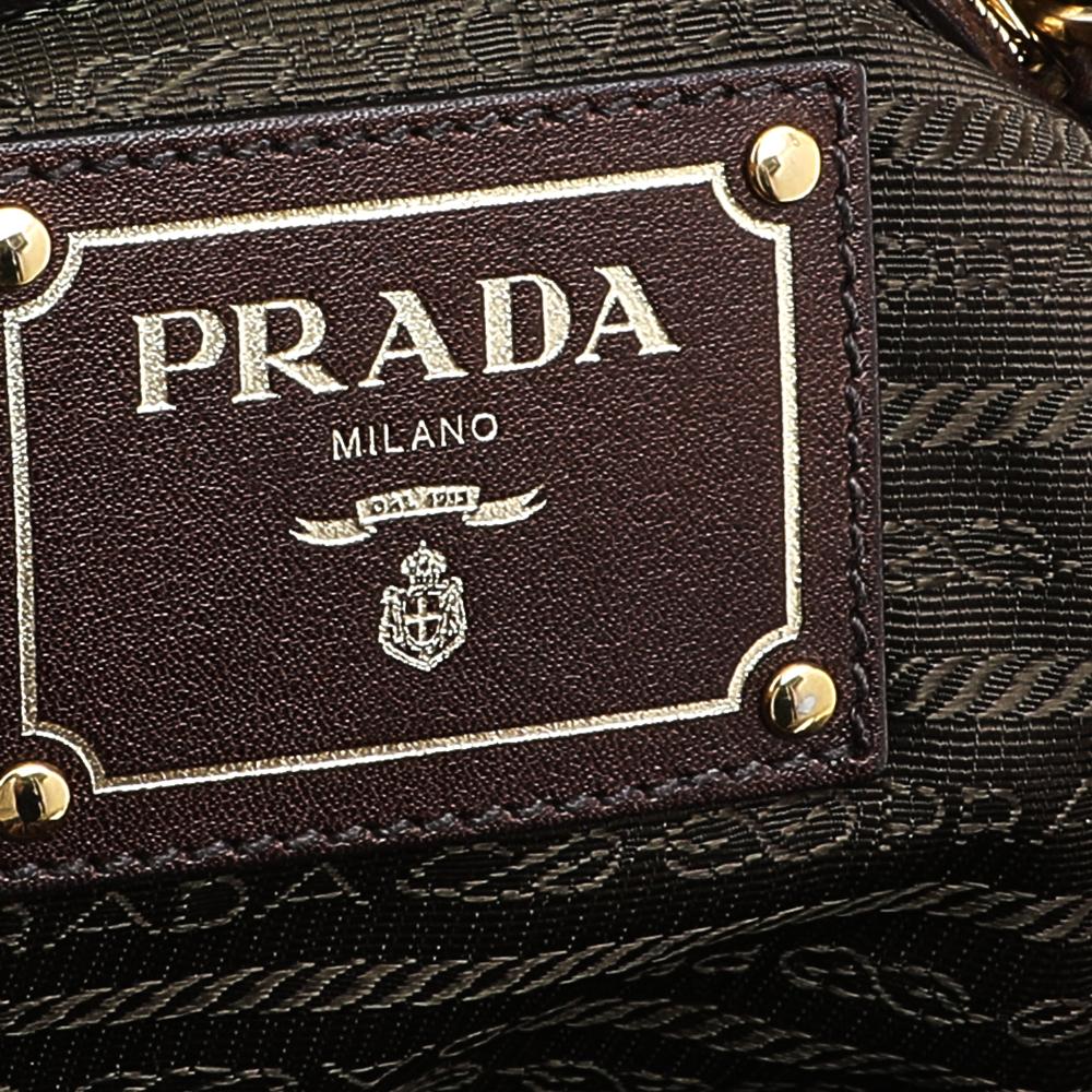 Black Prada Brown Leather Drawstring Shopper Tote