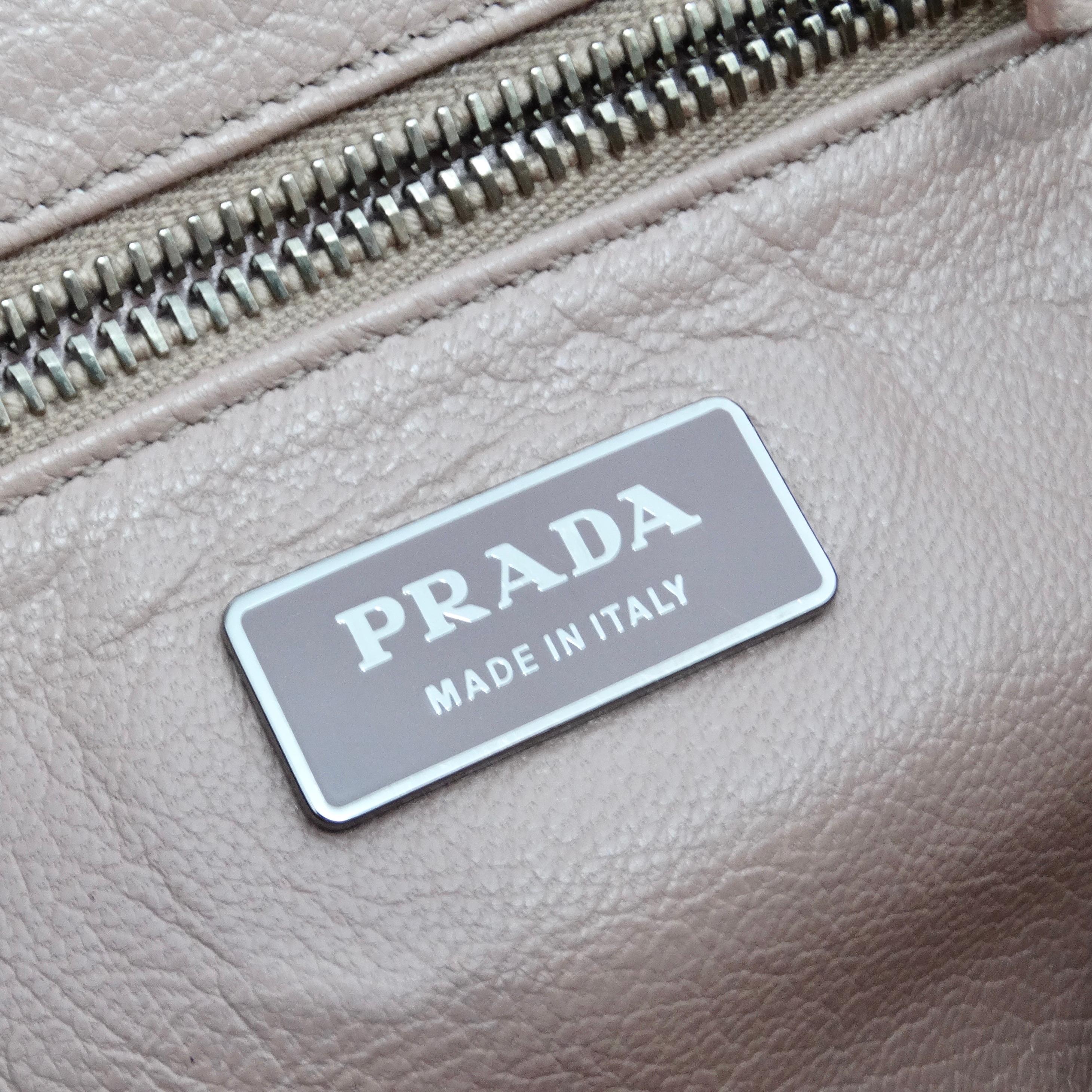 Prada Brown Leather Embellished Skipper Shoulder Bag For Sale 7