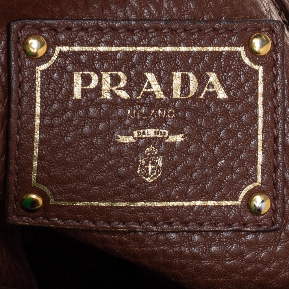 Prada Brown Leather Flap Messenger Bag 3