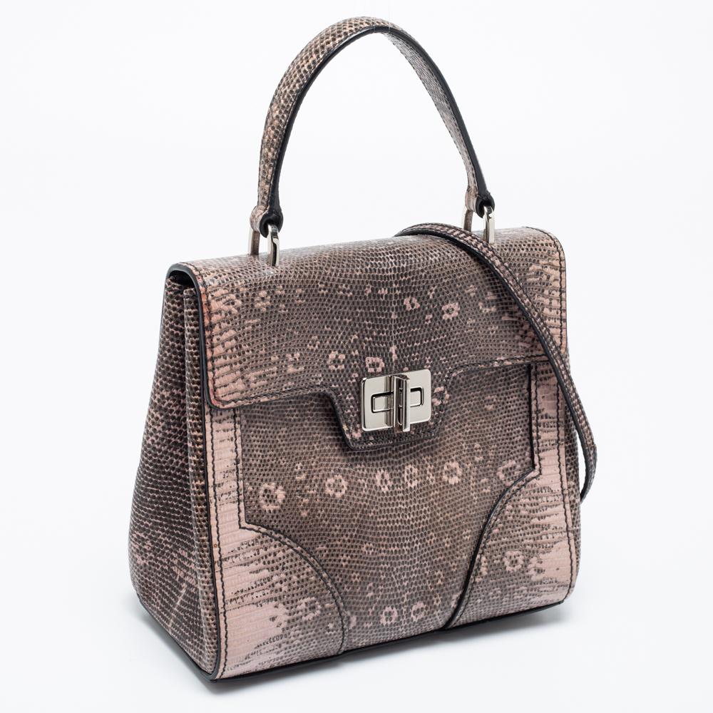 Prada Brown Leather Flap Top Handle Bag In Good Condition In Dubai, Al Qouz 2