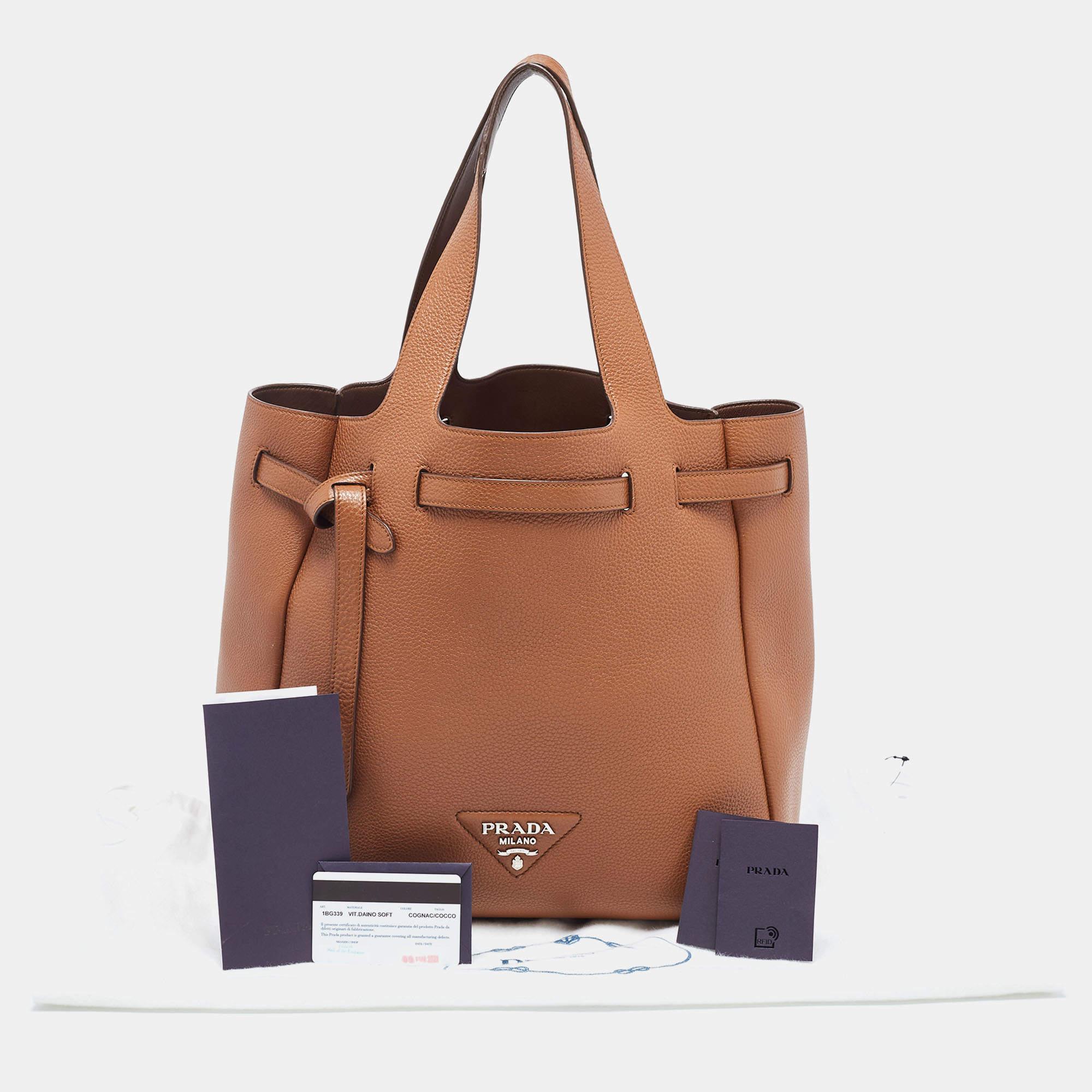 Prada Brown Leather Flou Dynamique Tote 3