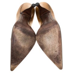 Prada Brown Leather Flower Detail Pointed Toe Pumps Size 38.5