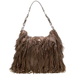 Prada Brown Leather Fringe Hobo