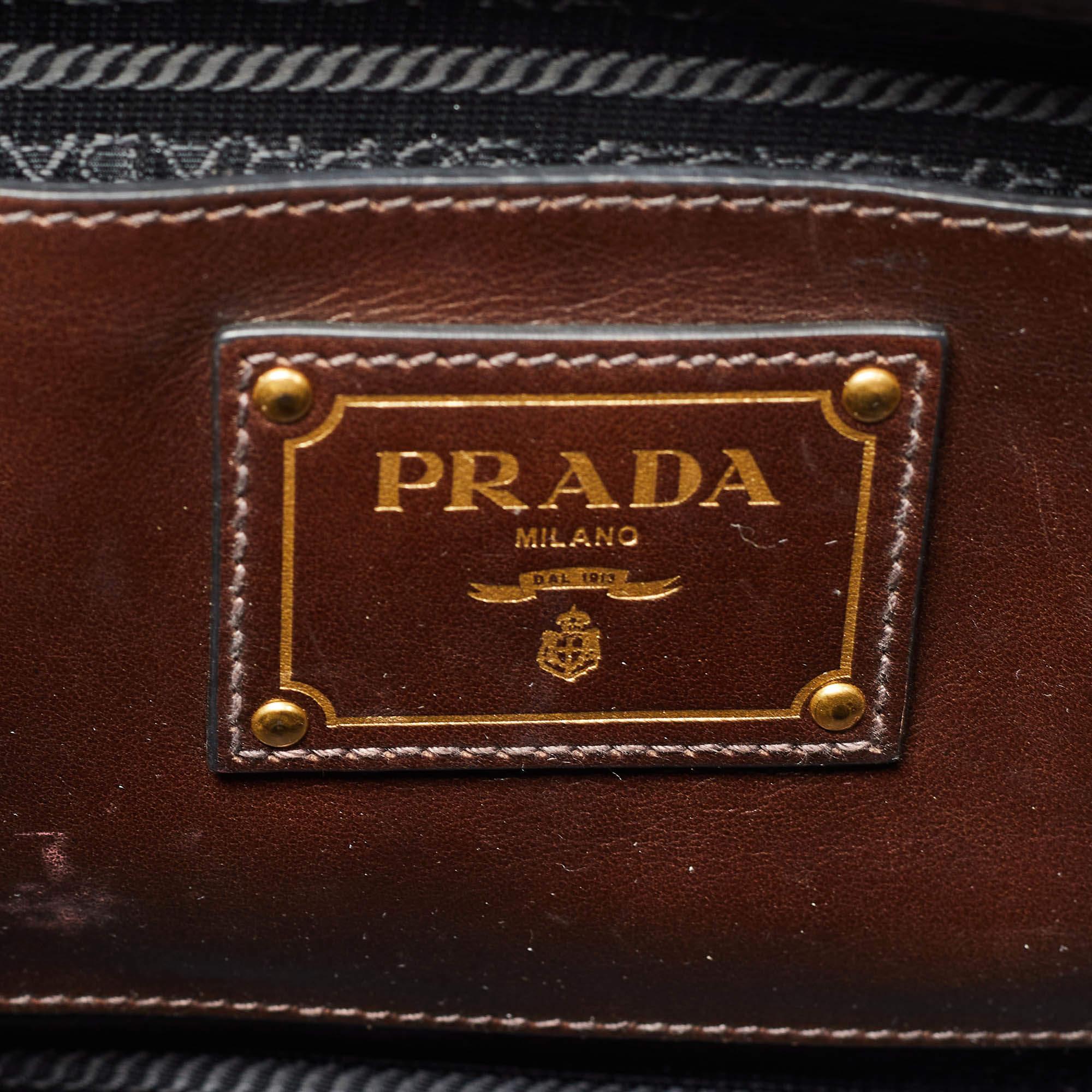 Prada Brown Leather Front Pocket Convertible Tote 5