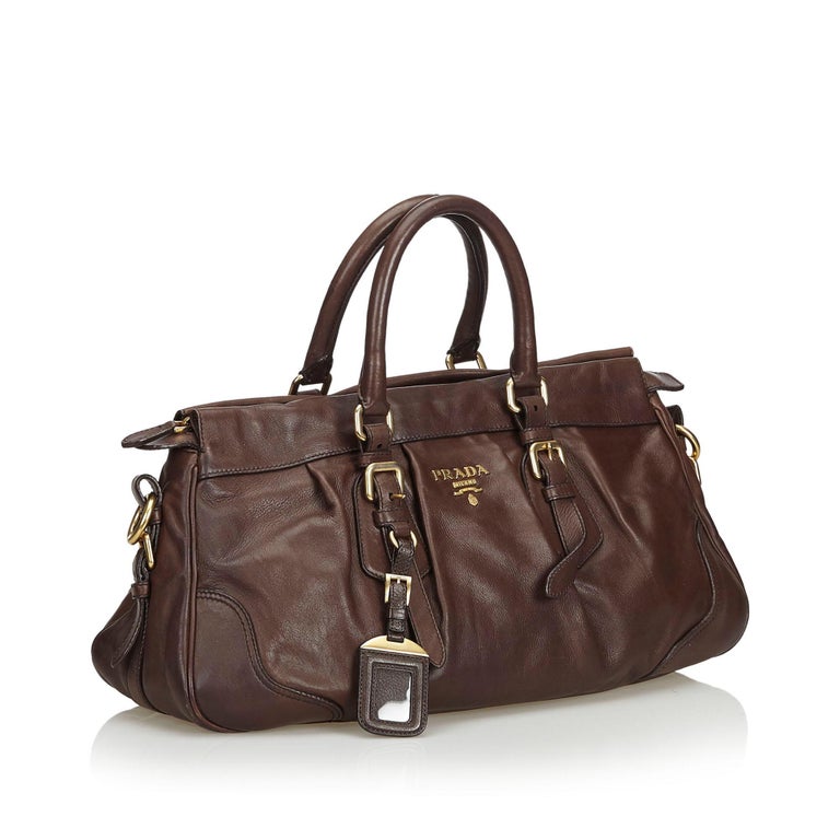 Prada Brown Leather Handbag For Sale at 1stdibs