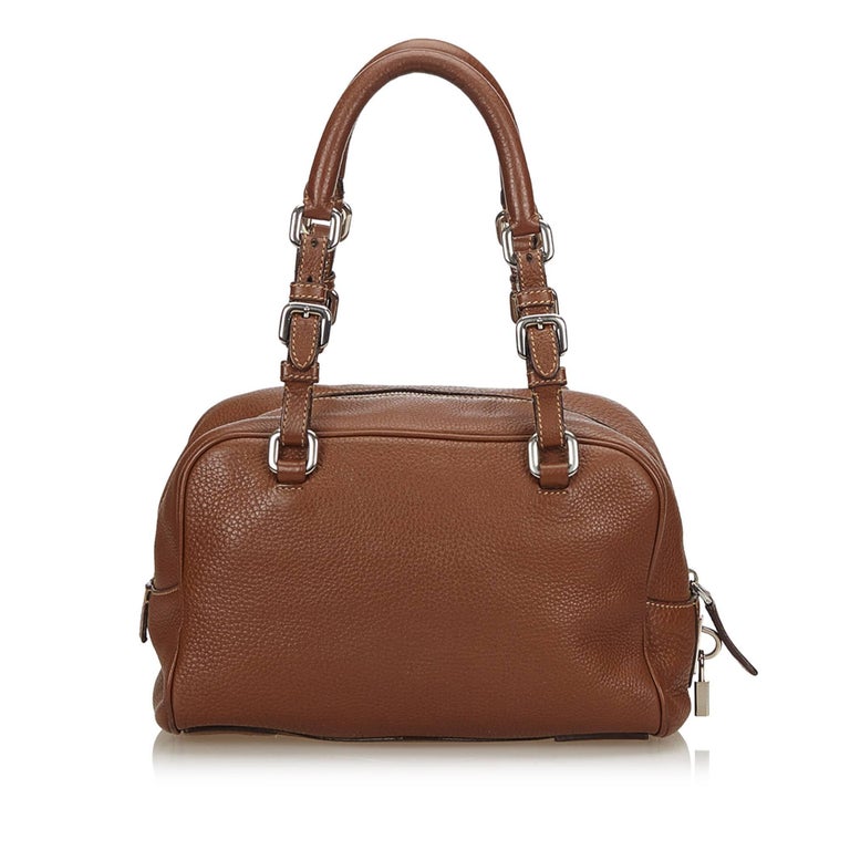 Prada Brown Leather Handbag For Sale at 1stdibs