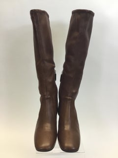 Prada Brown Leather Knee High Boots