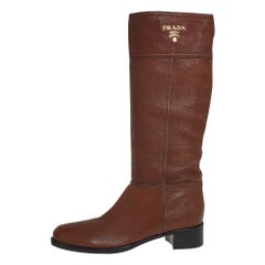 Prada Brown Leather Knee Length Boots Size 40