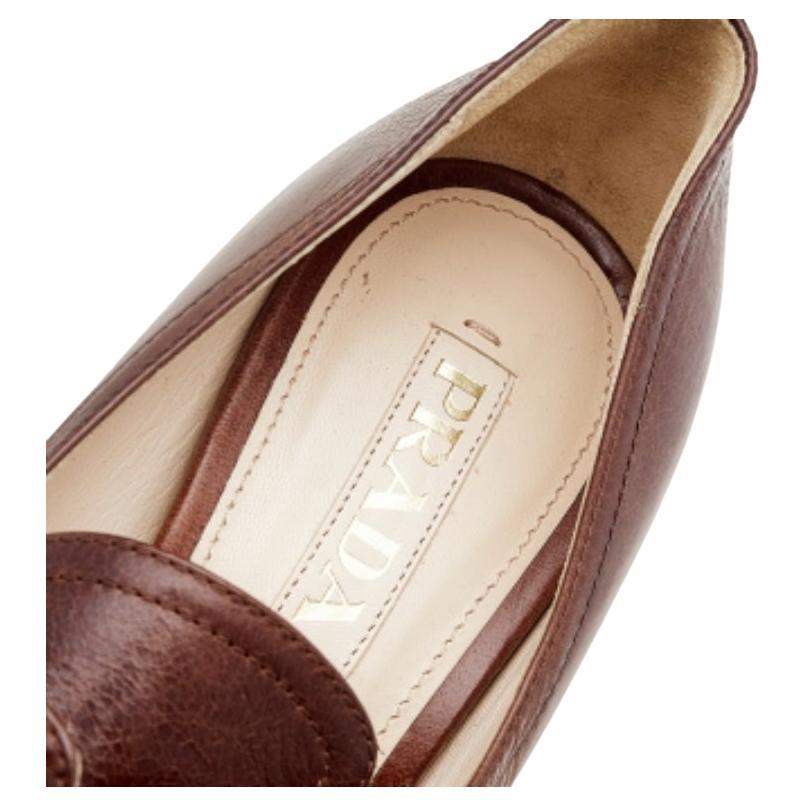 Prada Brown Leather Lace Up Booties Size 40 For Sale 2