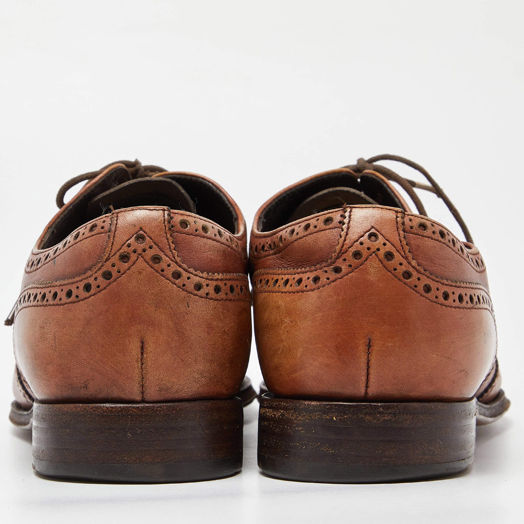 Prada Brown Leather Lace Up Oxfords Size 41 For Sale 2
