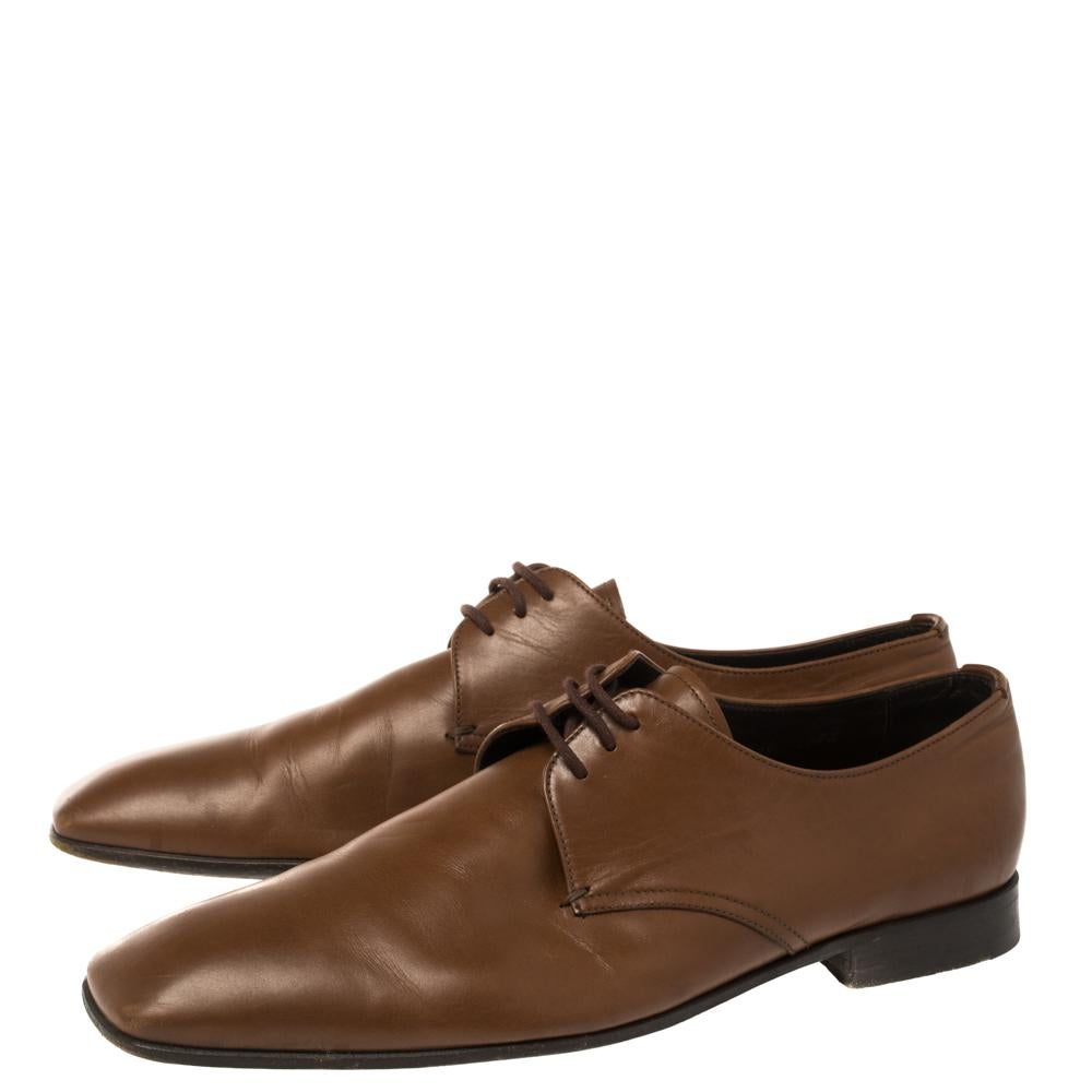 Prada Brown Leather Lace Up Oxfords Size 41.5 3
