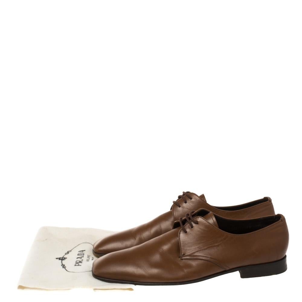 Prada Brown Leather Lace Up Oxfords Size 41.5 4