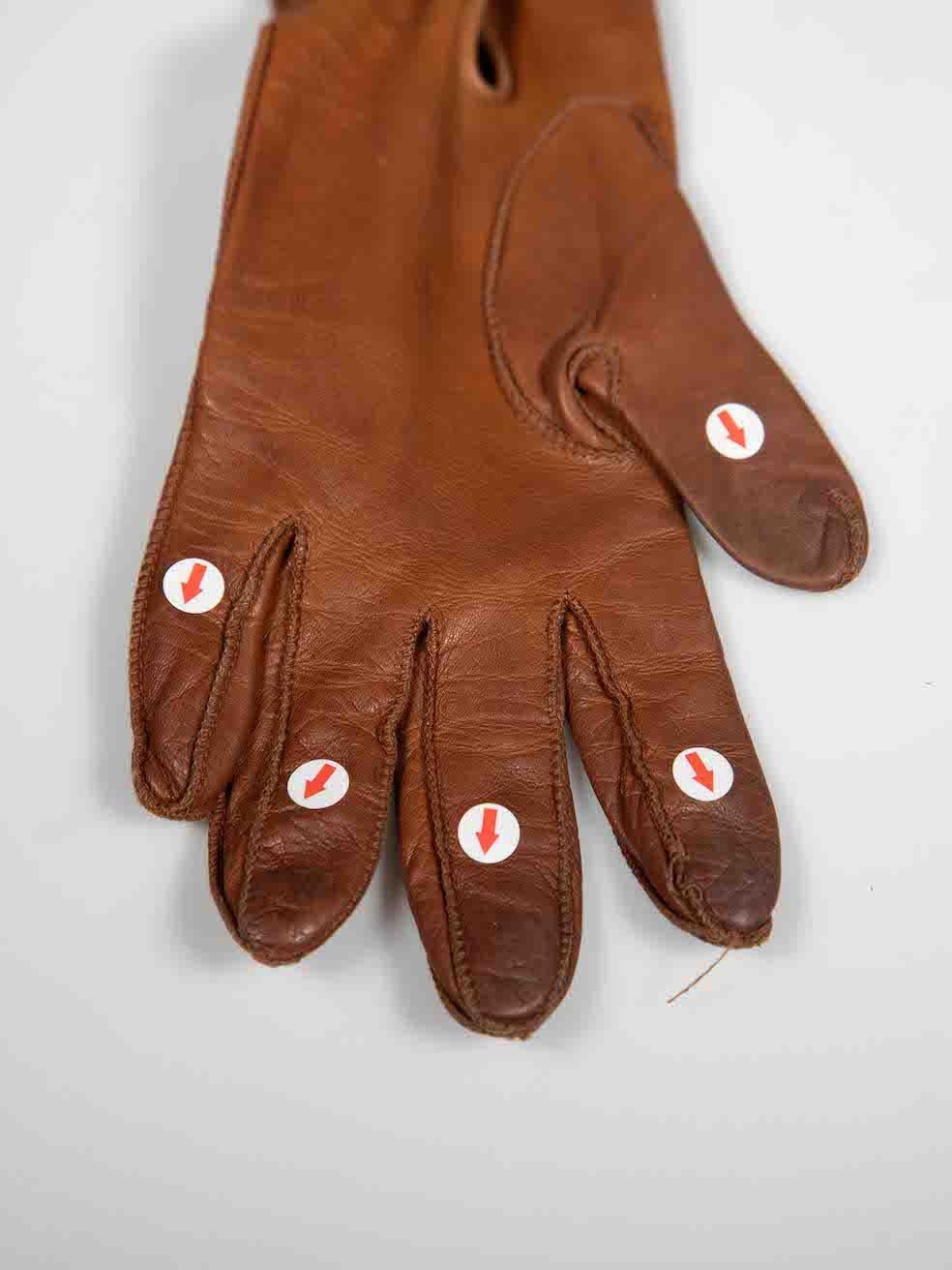 Prada Brown Leather Long Gloves For Sale 4