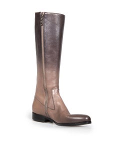 Prada Brown Leather Ombré Mid Calf Boots Size IT 35.5