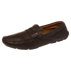 Prada Brown Leather Penny Loafers Size 42