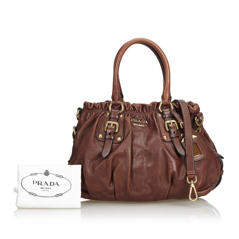 Prada Brown Leather Satchel Bag at 1stdibs