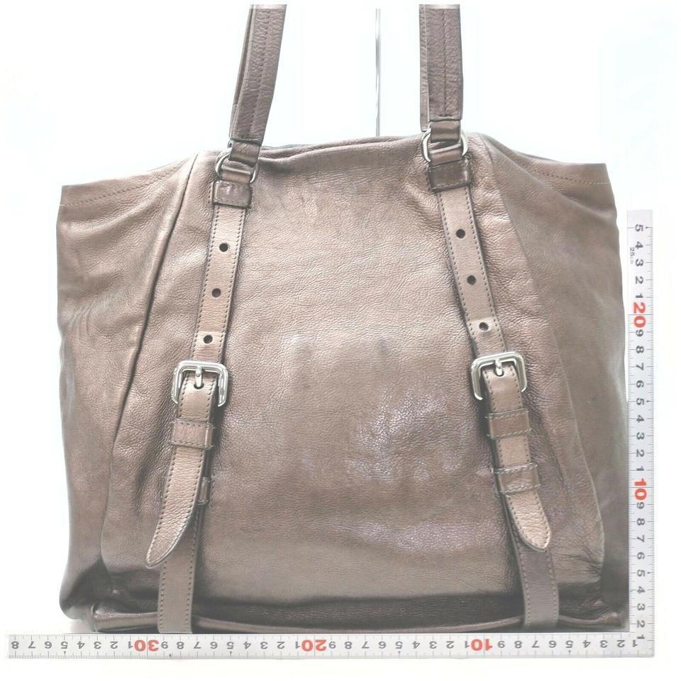 Prada Brown Leather Shopper Tote Bag 863019 For Sale 1
