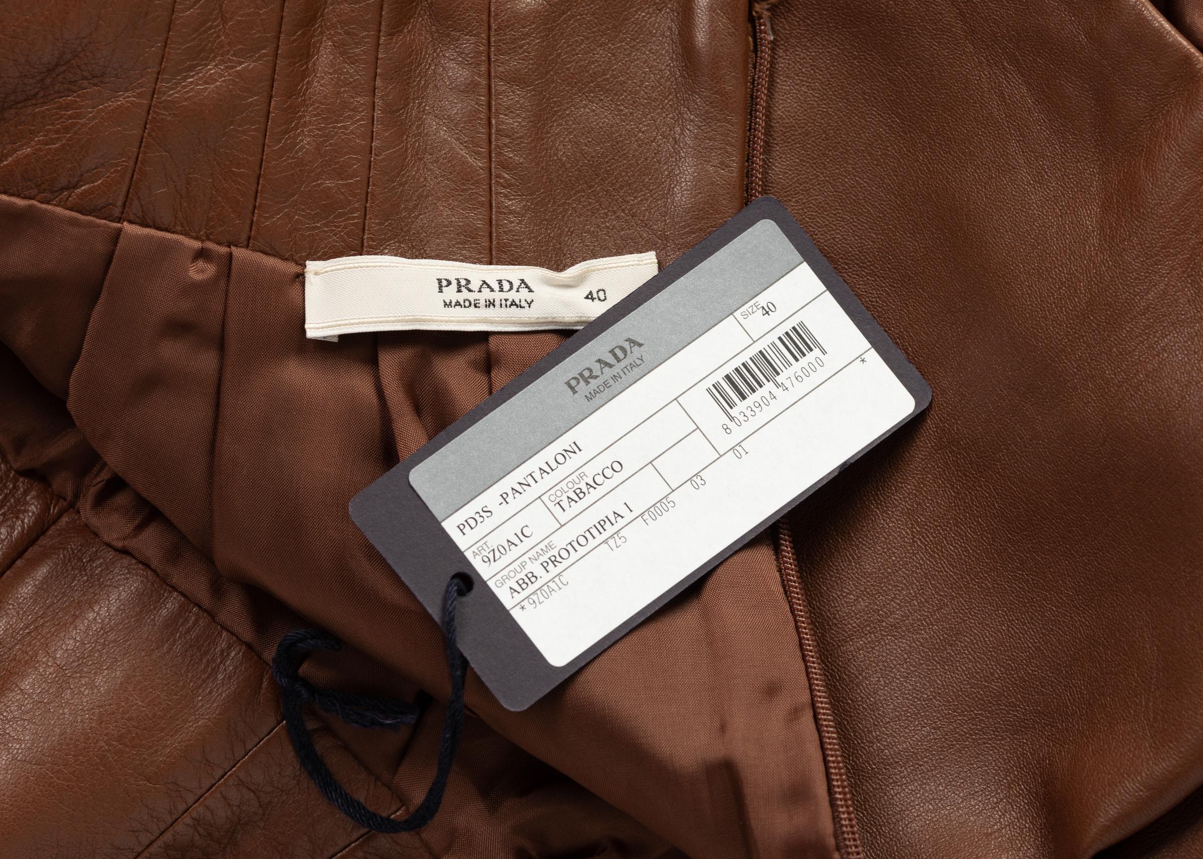 Prada Brown Leather Shorts,  2009 1