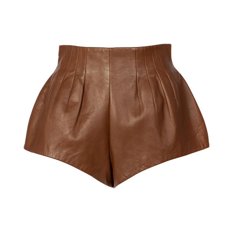 Prada Brown Leather Shorts, 2009 at 1stDibs | prada leather shorts