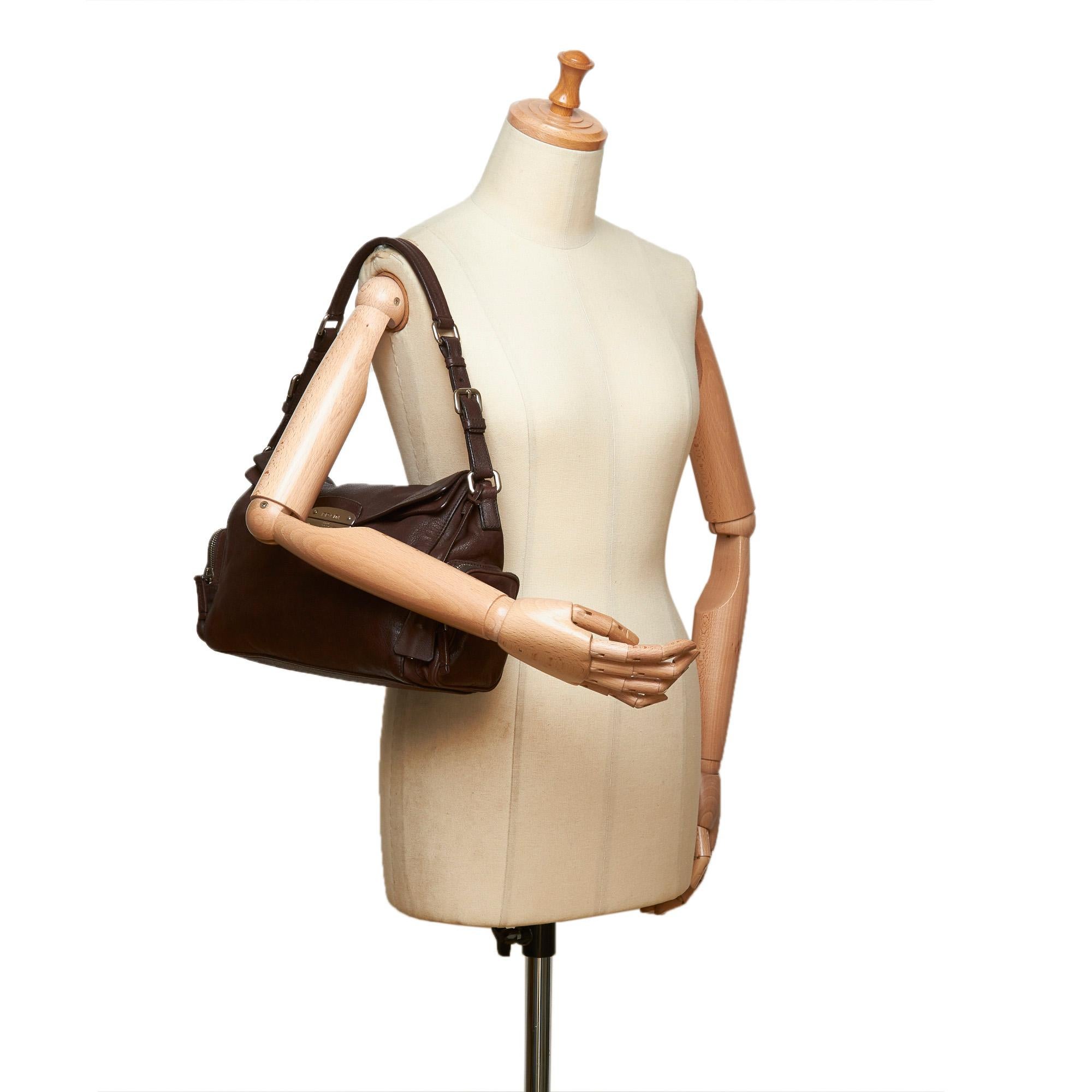 Prada Brown Leather Shoulder Bag 5