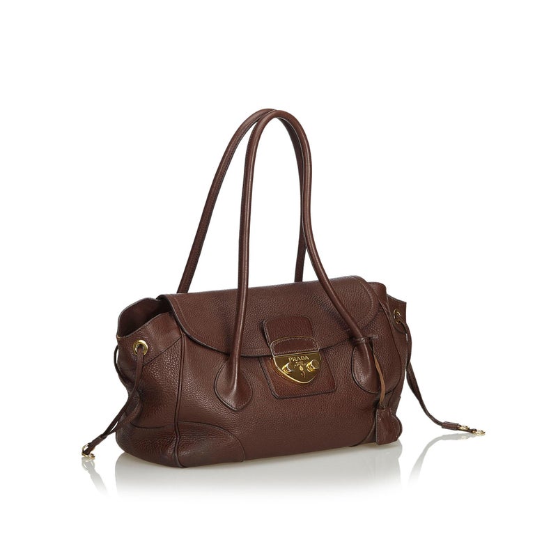 Prada Brown Leather Shoulder Bag For Sale at 1stdibs