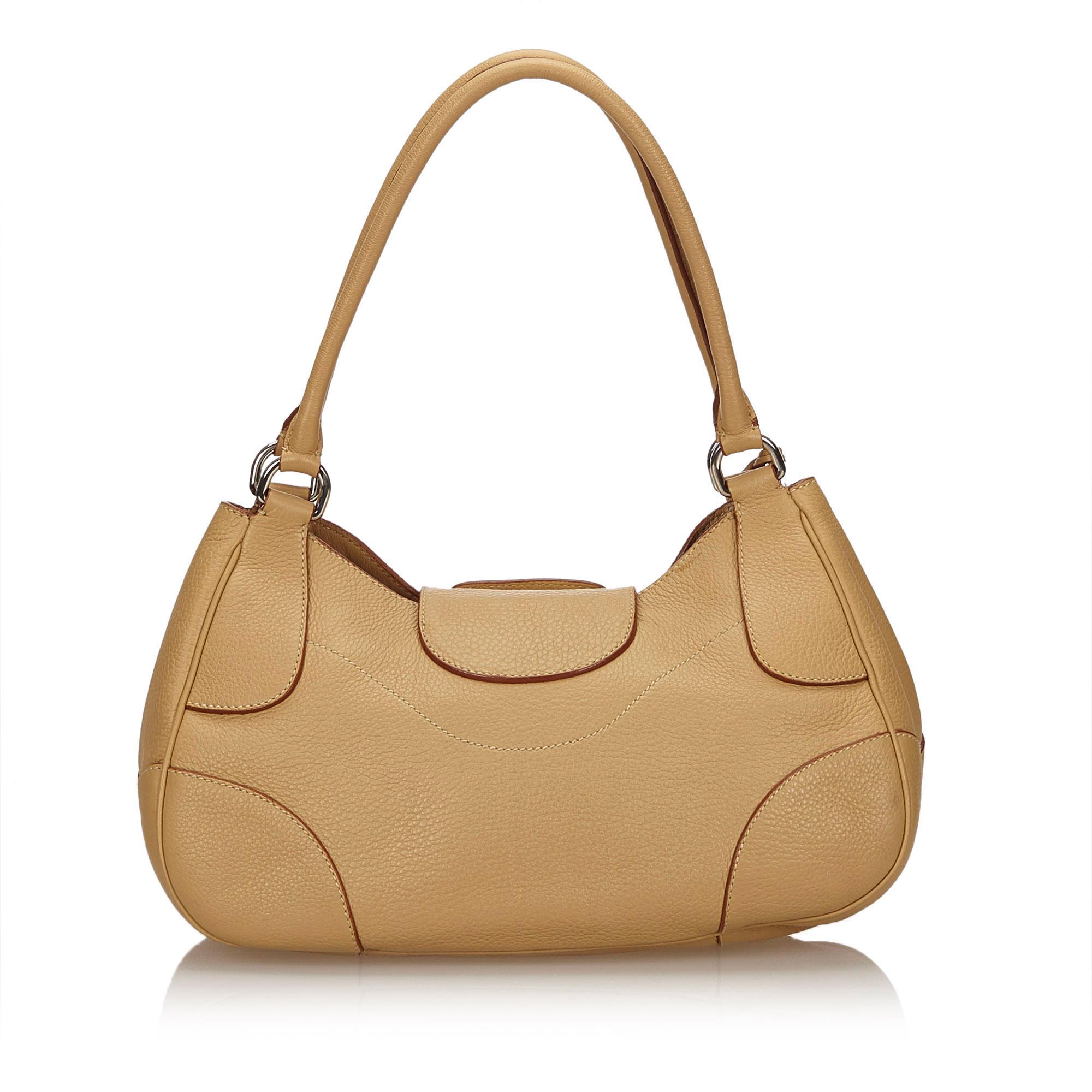Prada Brown Leather Shoulder Bag In Good Condition In Orlando, FL
