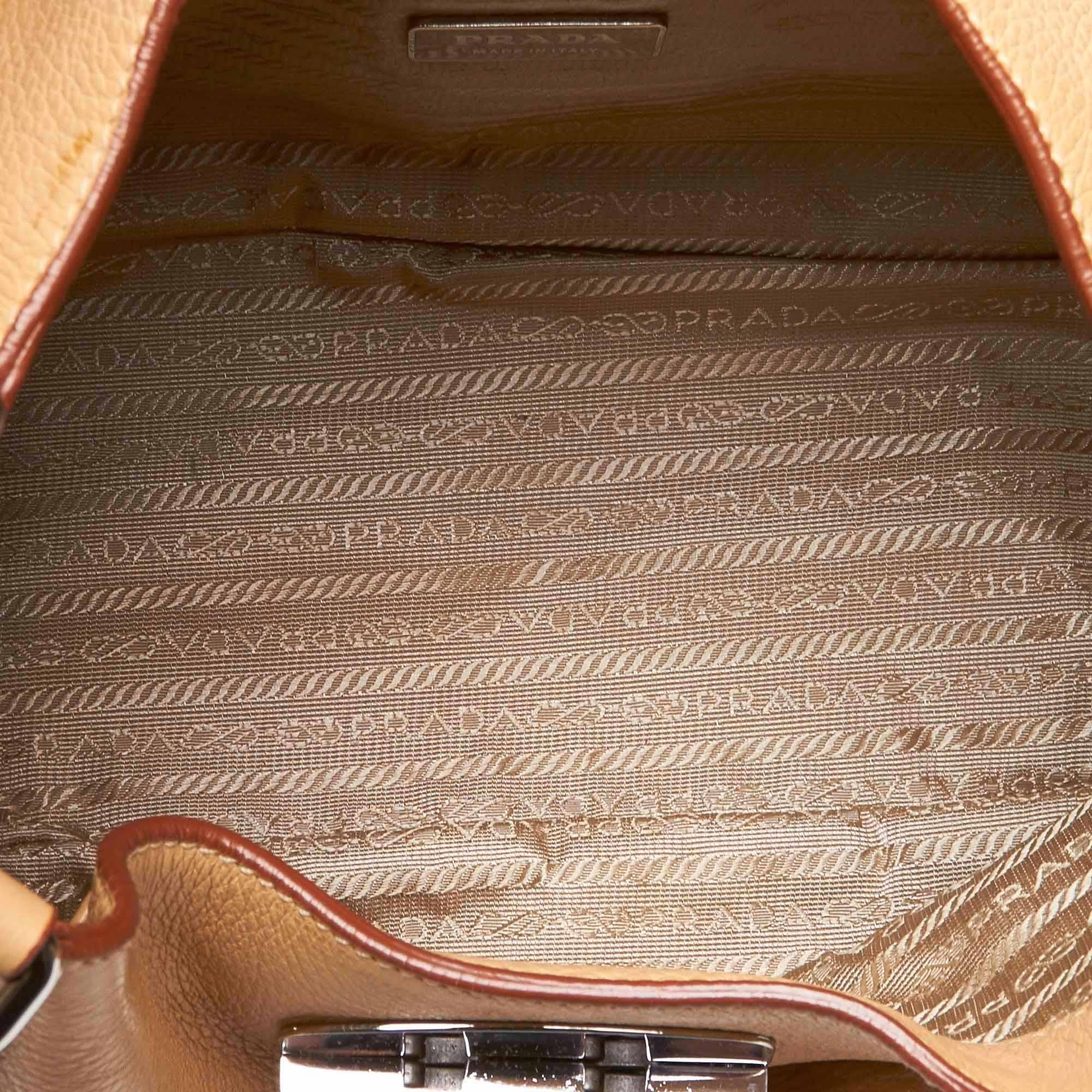 Prada Brown Leather Shoulder Bag 1