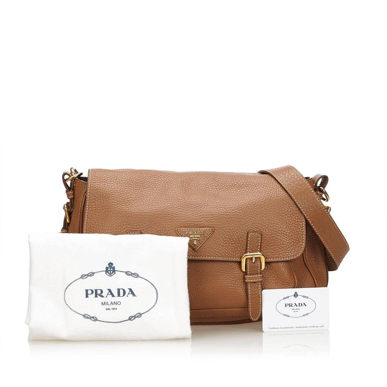 Prada Brown Leather Shoulder Bag at 1stDibs