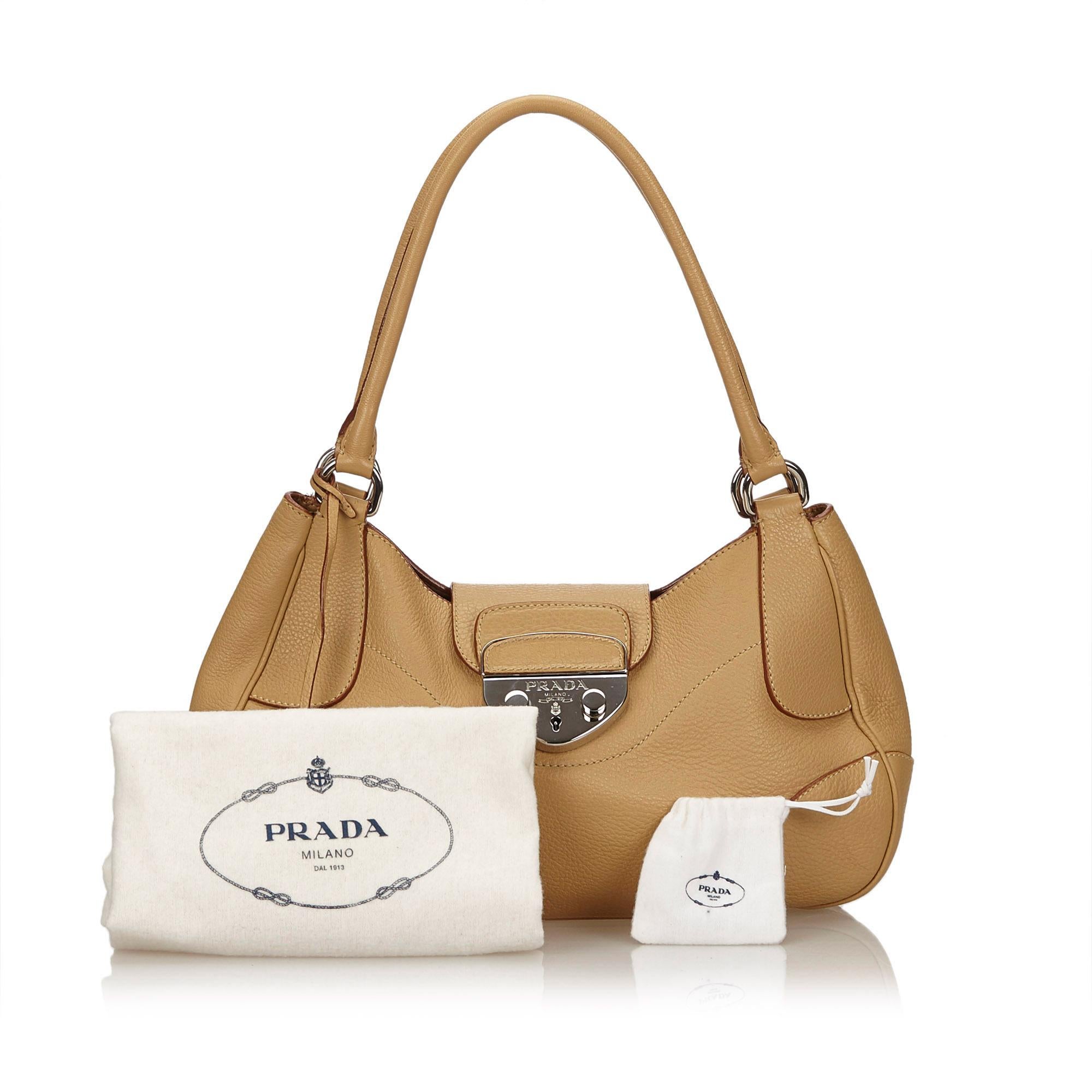 Prada Brown Leather Shoulder Bag 5