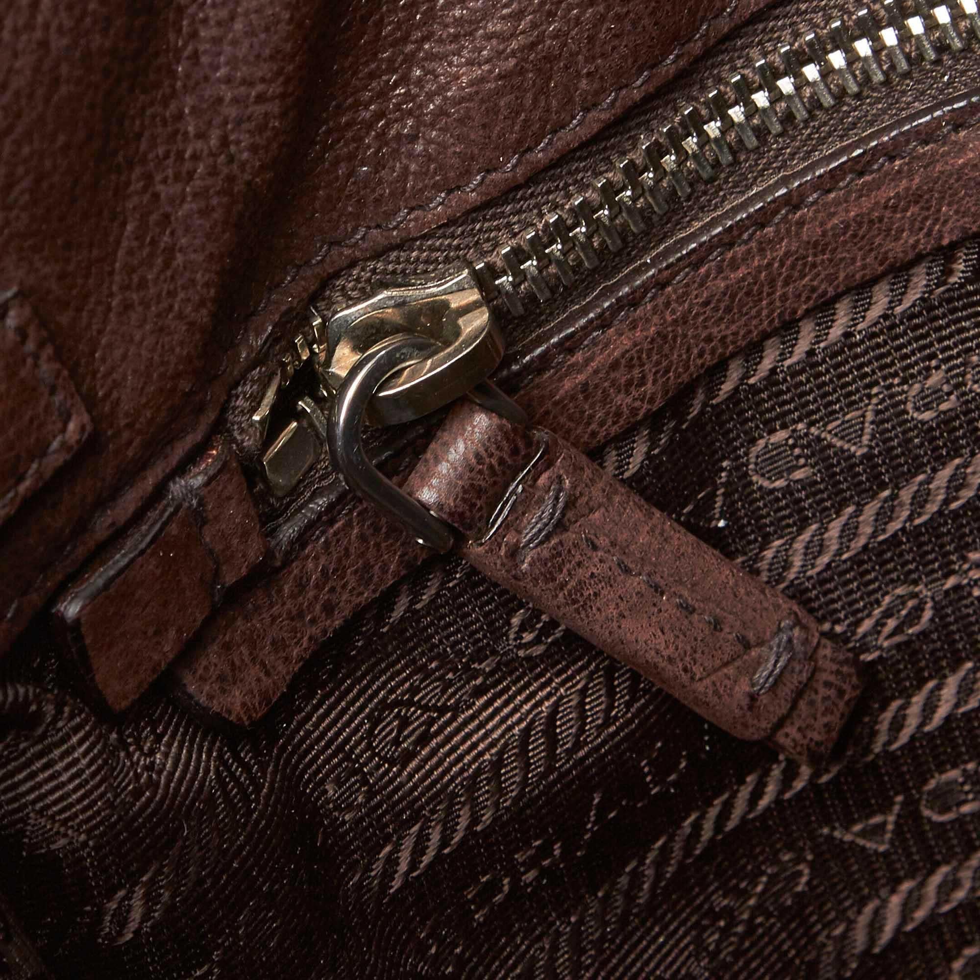 Prada Brown Leather Shoulder Bag 4