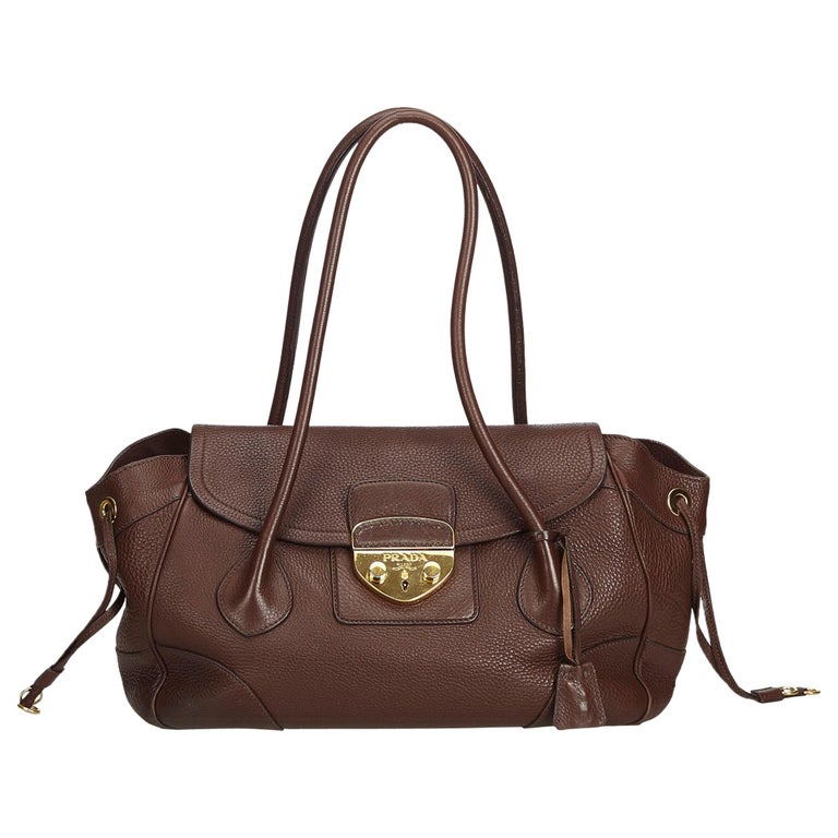 Prada Brown Leather Shoulder Bag For Sale at 1stdibs