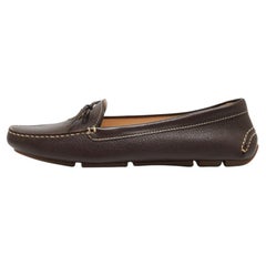 Prada Brown Leather Slip On Loafers Size 40