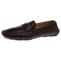 Prada Brown Leather Slip On Loafers Size 41