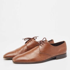 Prada Brown Leather Square Toe Derby Size 41.5