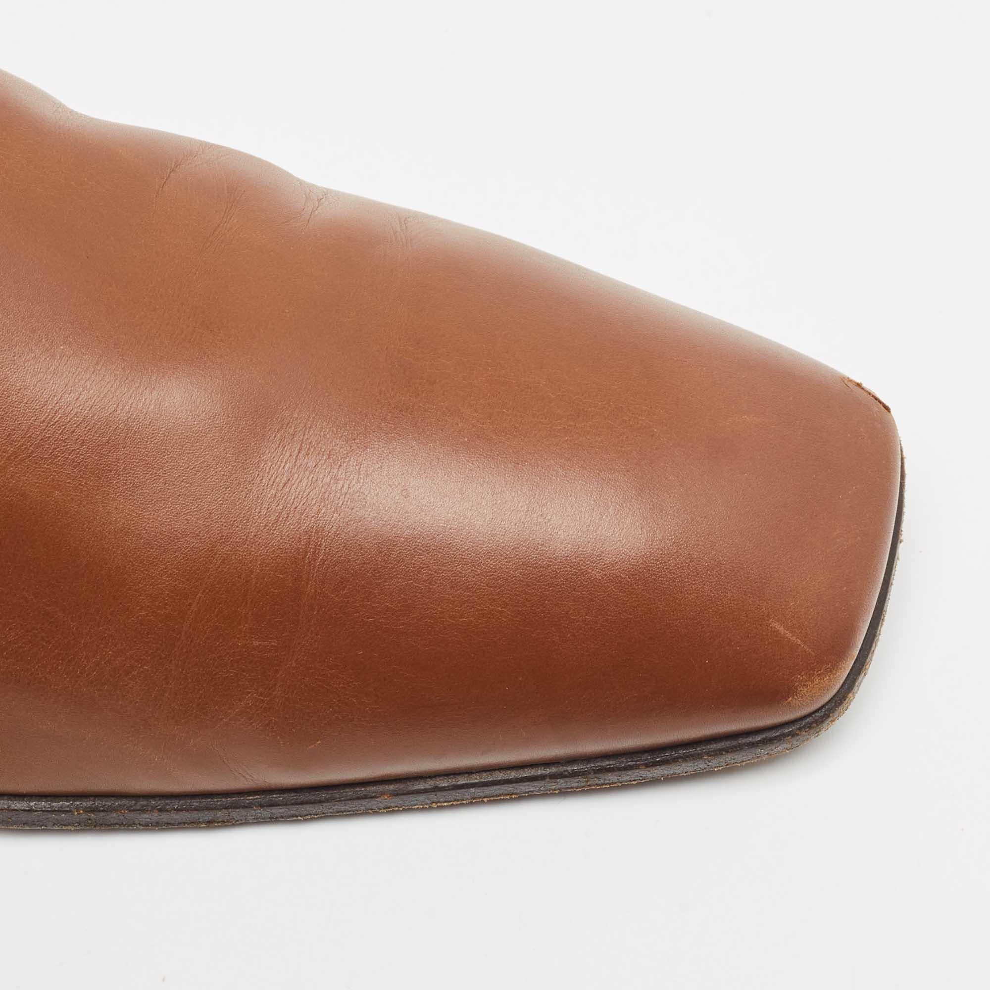 Prada Brown Leather Square Toe Derby Size 41.5 For Sale 4