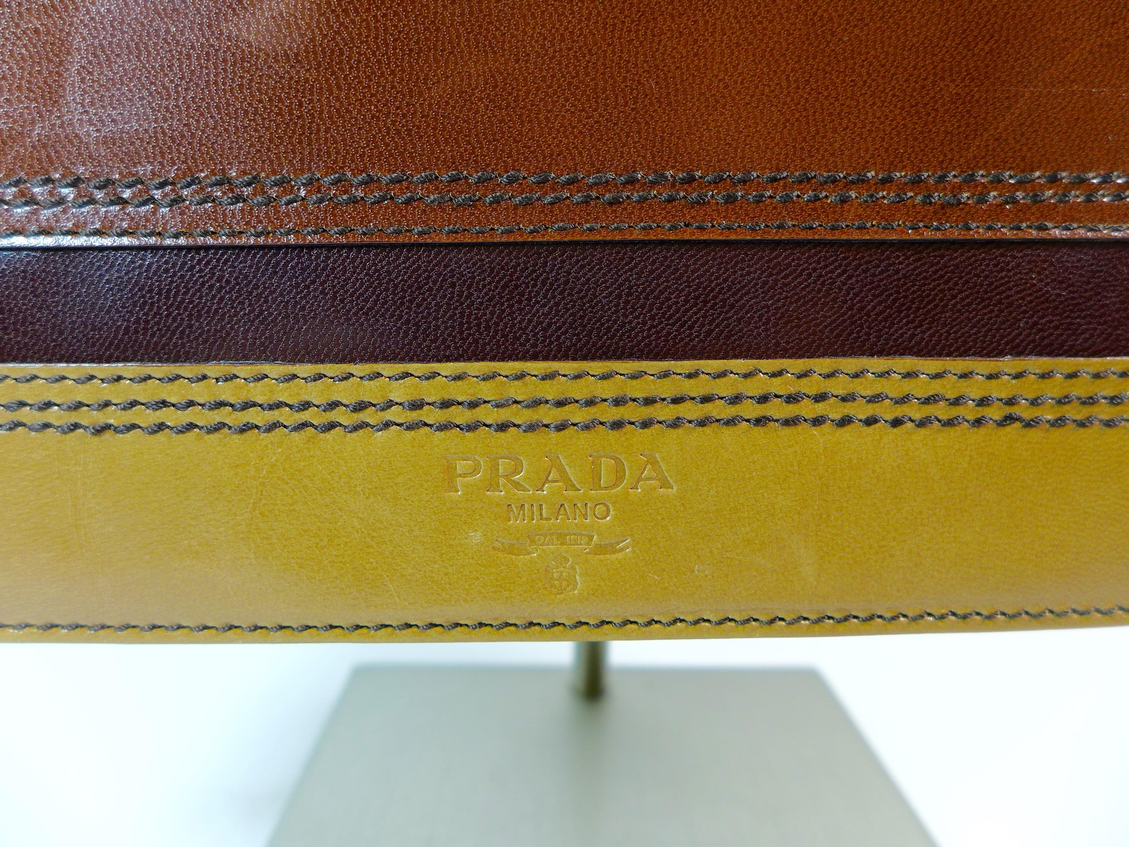 Women's or Men's PRADA Brown Leather Stripe Handbag