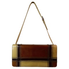 PRADA Brown Leather Stripe Handbag