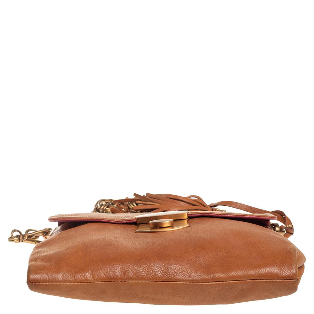 Prada Brown Leather Tassel Chain Shoulder Bag 6