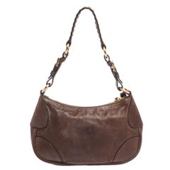 Prada Brown Leather Tassel Shoulder Bag