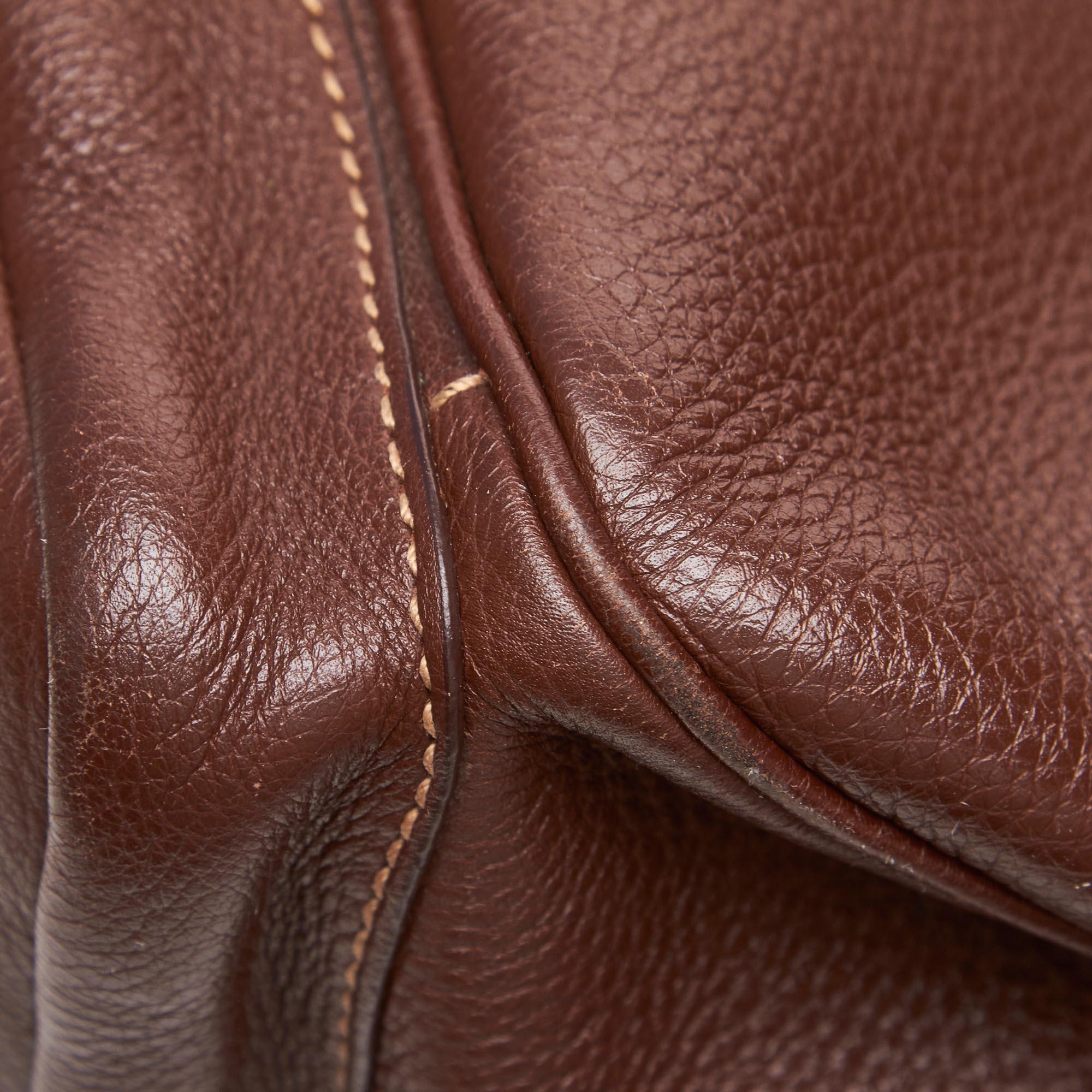 Prada Brown  Leather Vitello Daino Shoulder Bag Italy 6