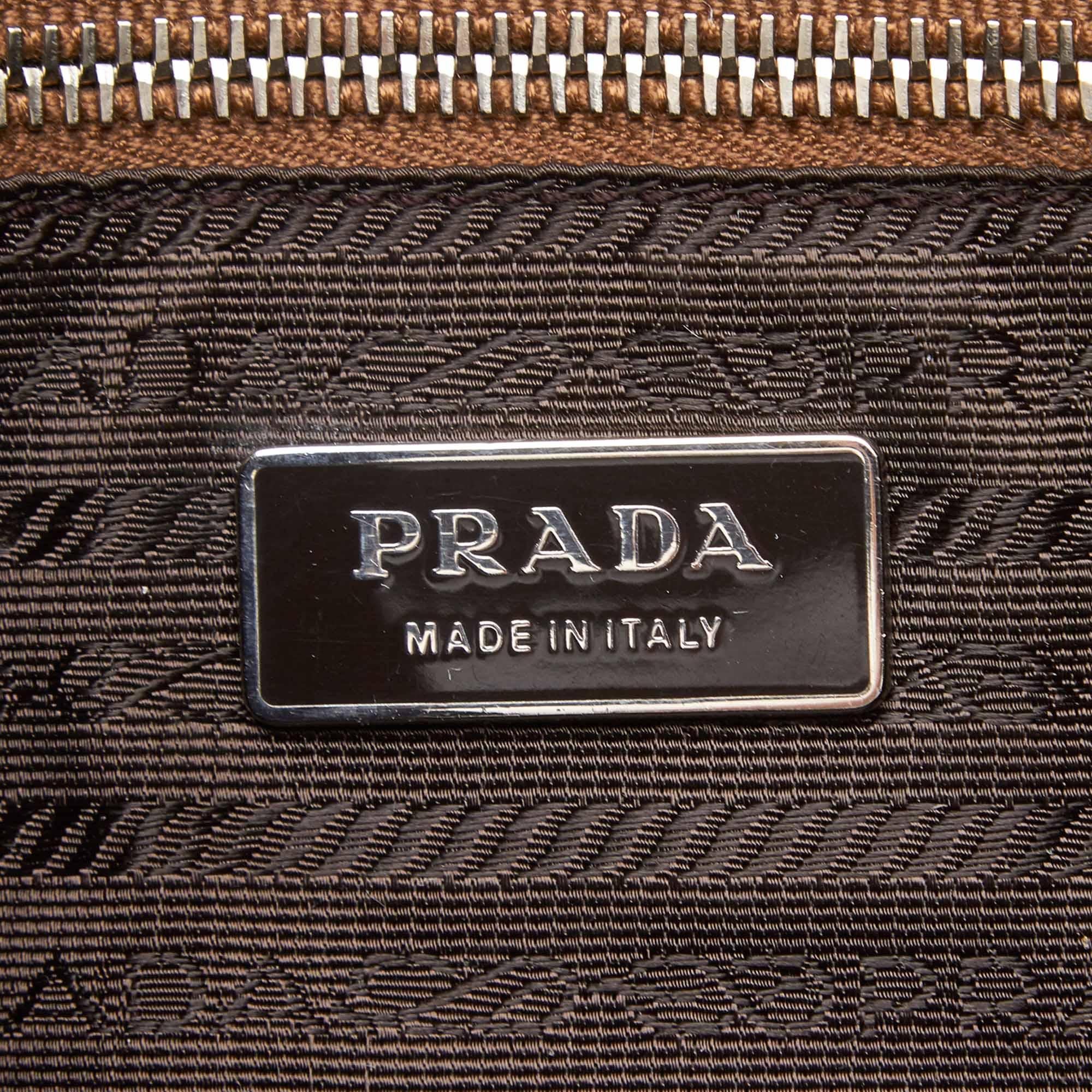 Prada Brown  Leather Vitello Daino Shoulder Bag Italy 1