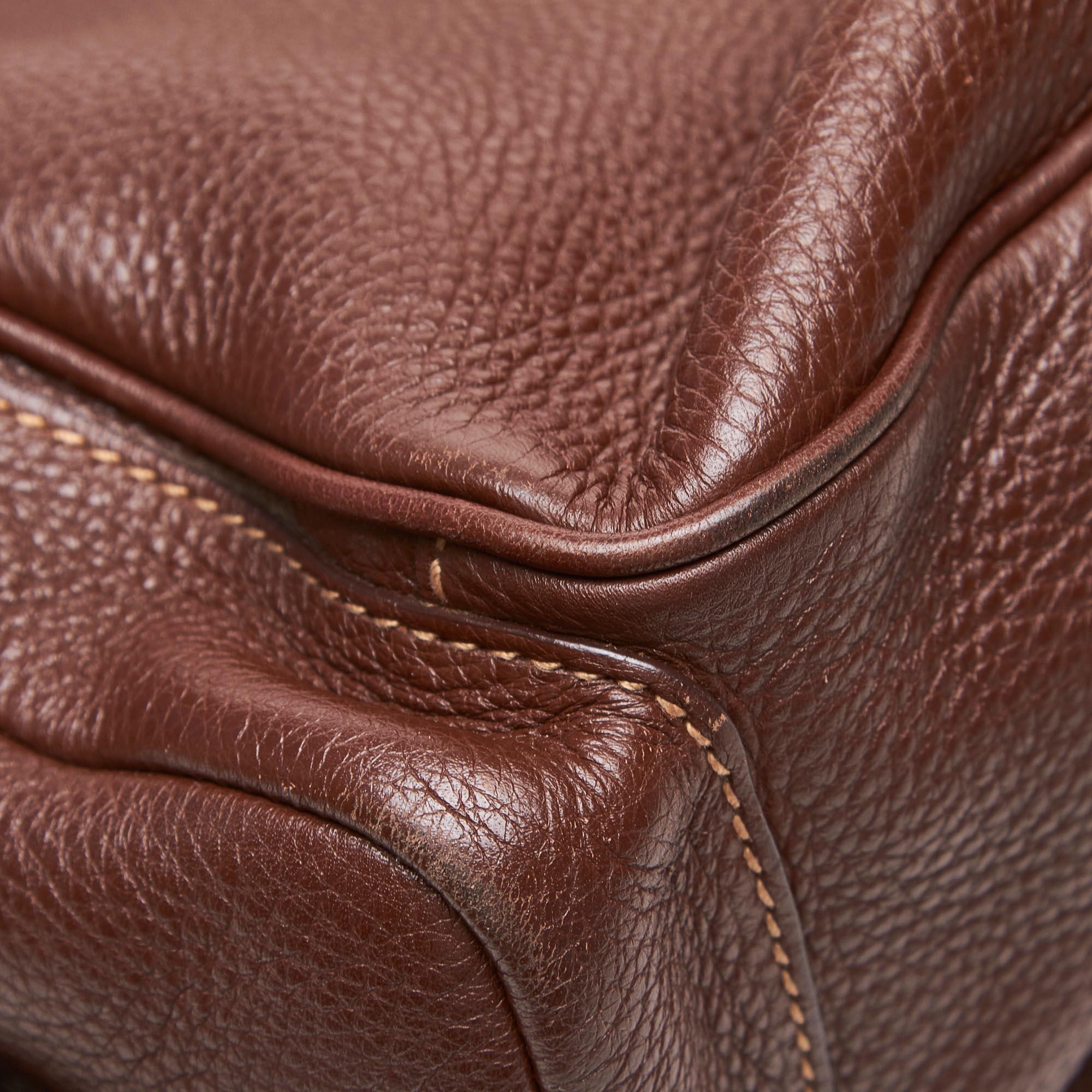 Prada Brown  Leather Vitello Daino Shoulder Bag Italy 3