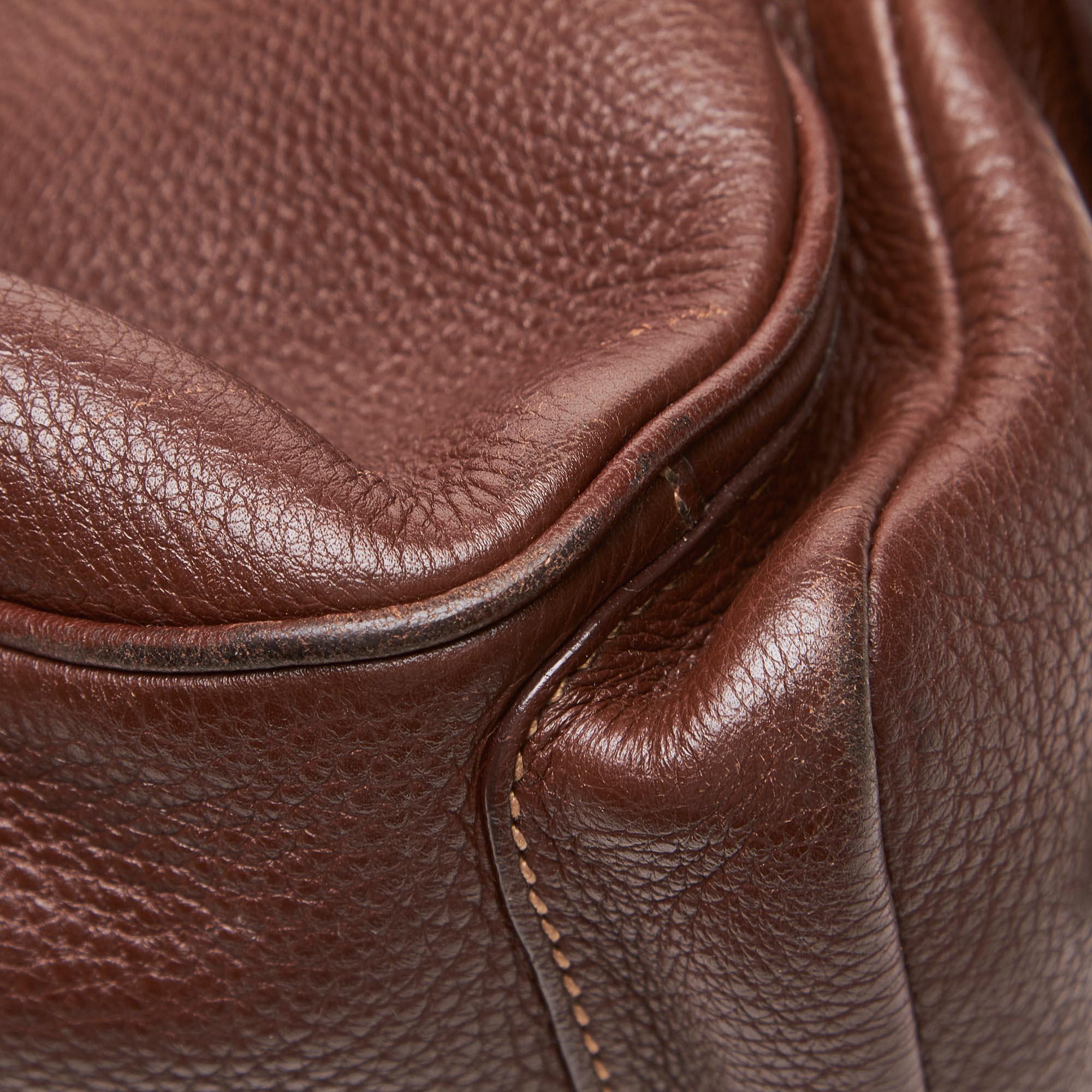 Prada Brown  Leather Vitello Daino Shoulder Bag Italy 4