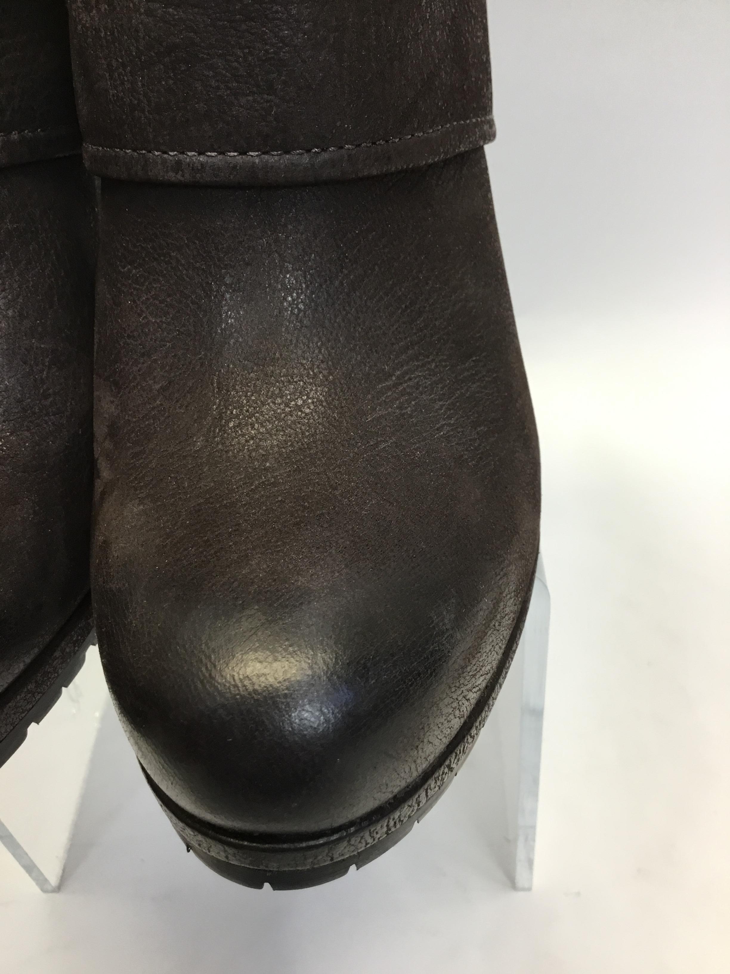 Prada Brown Leather Wedge Bootie For Sale 1