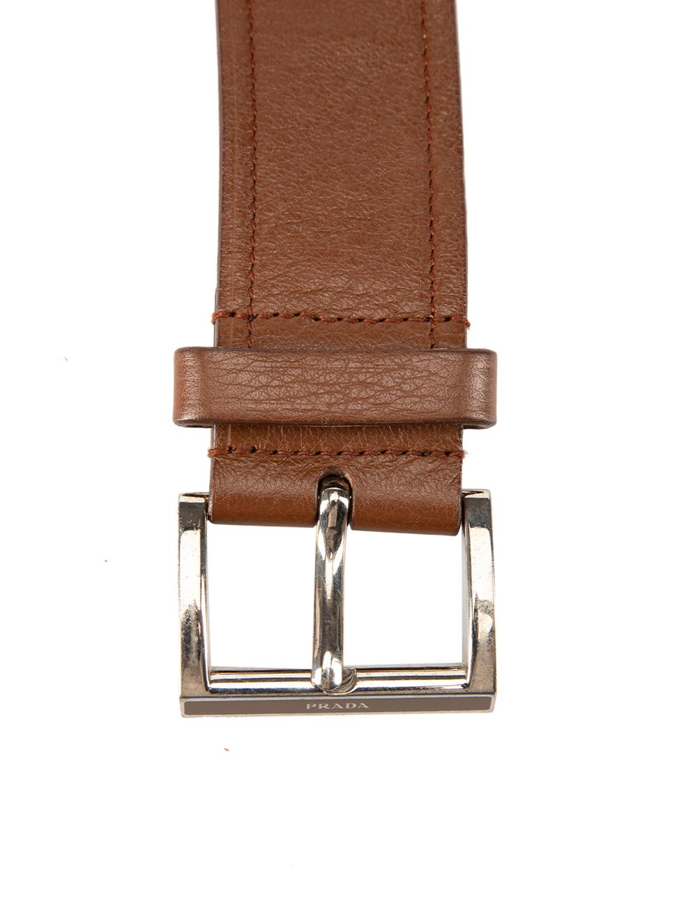 Prada Brown Leather Wide Belt For Sale 2