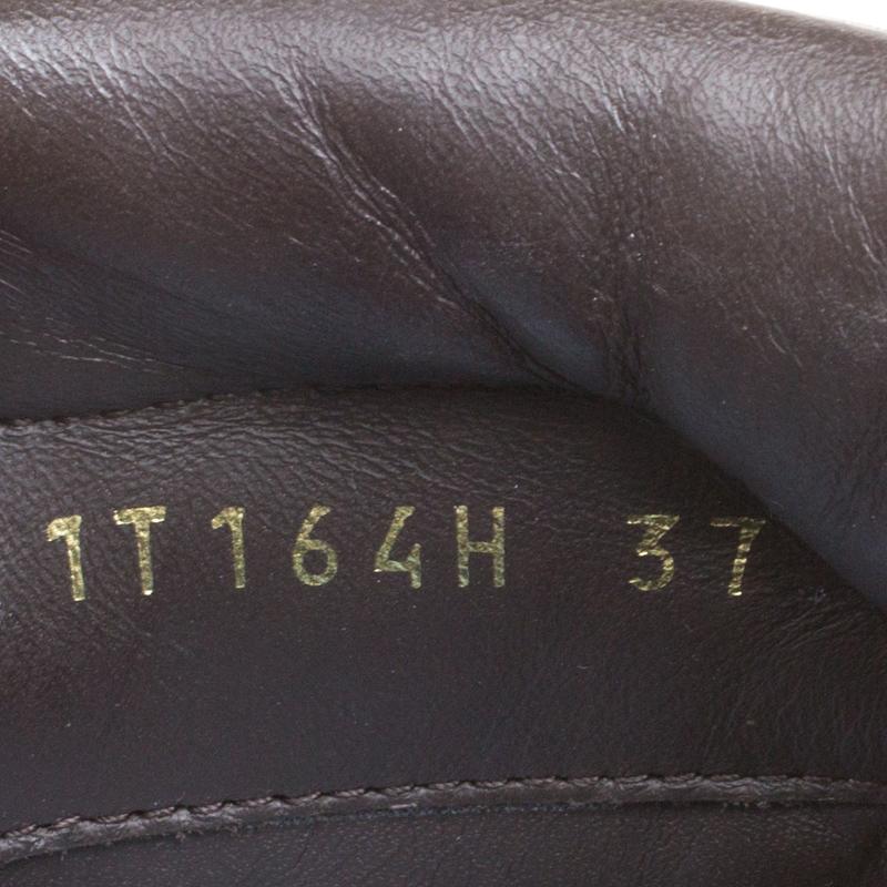 Prada Brown Leather With Rubber Cap Toe Mountain Desert Platform Boots Size 37 In New Condition In Dubai, Al Qouz 2