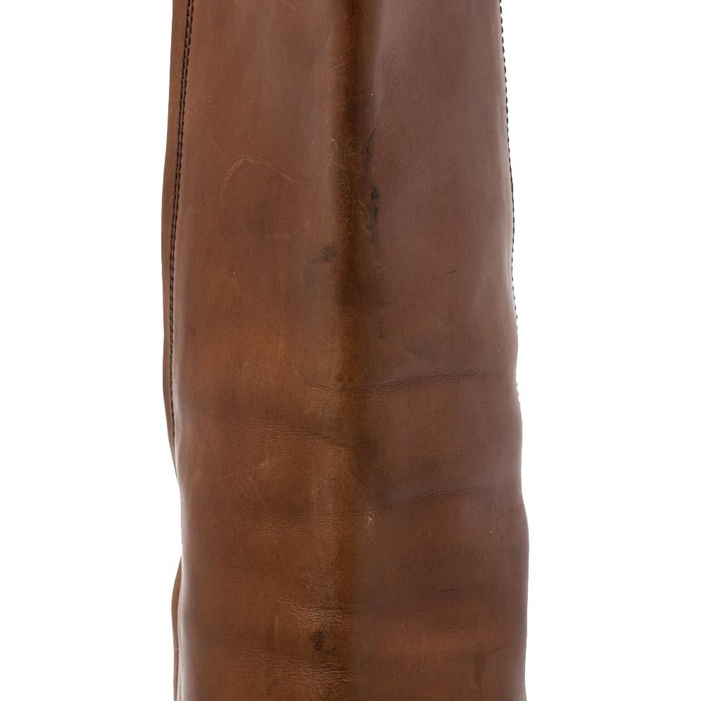 Prada Brown Leather Zipper Detail Boots Size 40.5 2