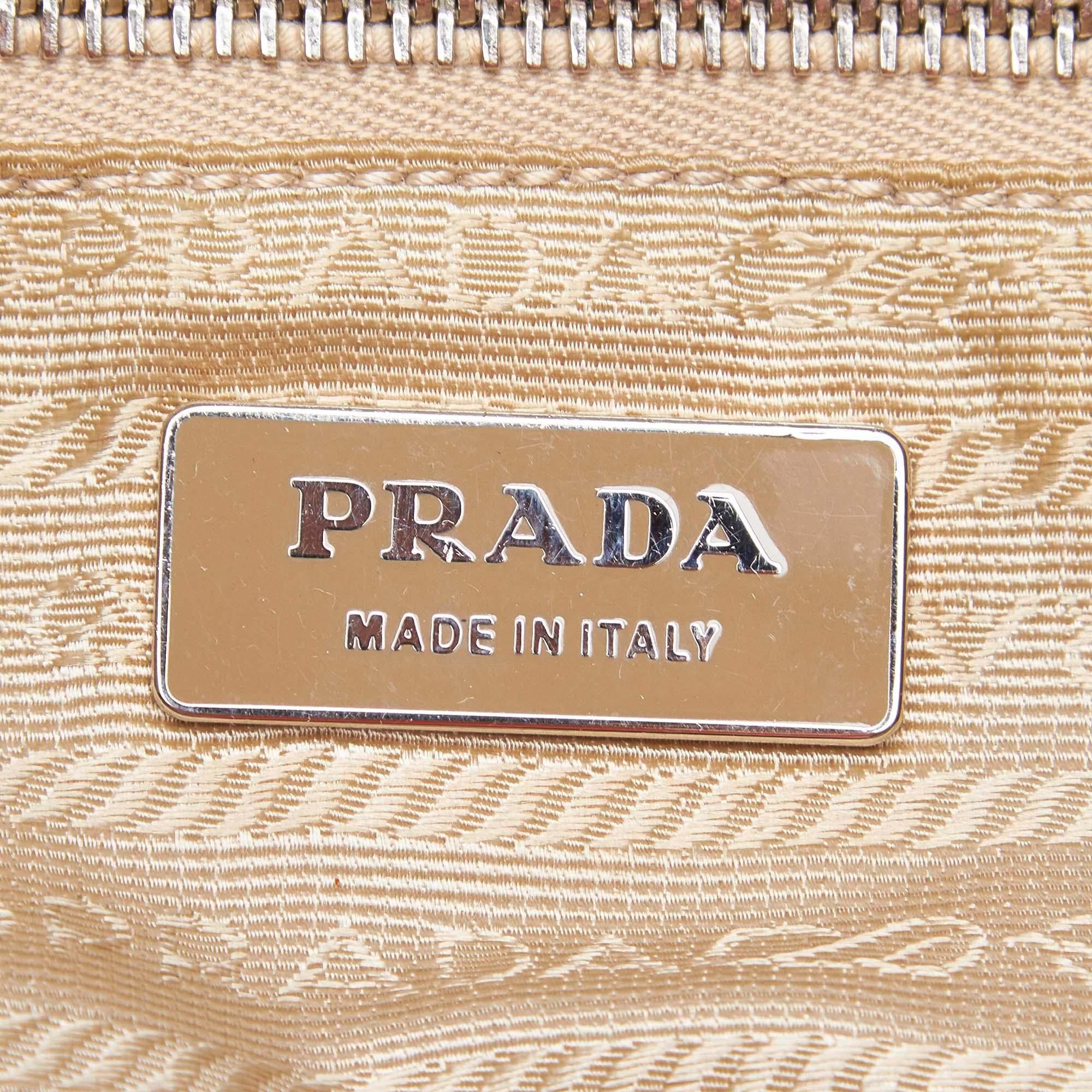 Prada Brown Light Brown Leather Perforated Handbag Italy w/ Dust Bag For Sale 2